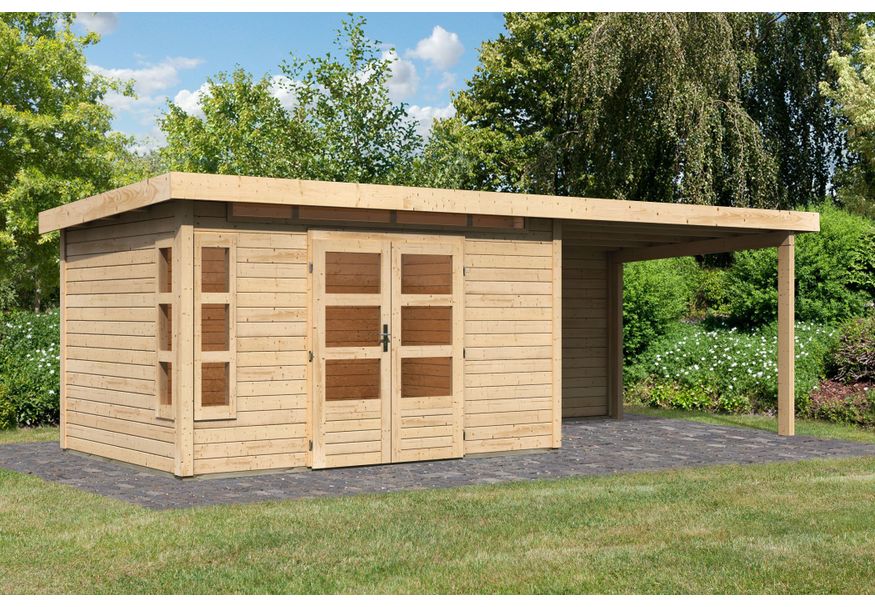 Karibu Kastorf 7 Tuinhuis met overkapping 320 cm - achterwand (31558) Foto van Karibu Kastorf 7 Tuinhuis met overkapping 320 cm - achterwand (31558)