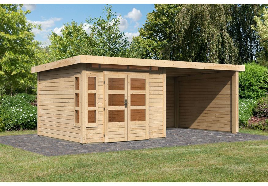 Karibu Kastorf 6 Gartenhaus mit Anbaudach 320 cm - Seite und Rückwand (31548) Foto von Karibu Kastorf 6 Gartenhaus mit Anbaudach 320 cm - Seite und Rückwand (31548)