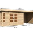 Foto von Karibu Kastorf 7 Gartenhaus mit Anbaudach 320 cm - Seite und Rückwand (31560)