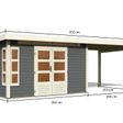Foto von Karibu Kastorf 7 Gartenhaus mit Anbaudach 320 cm - terragrau (31557)