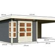 Foto von Karibu Kastorf 6 Gartenhaus mit Anbaudach 320 cm - Rückwand - terragrau (31547)