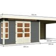 Foto von Karibu Kastorf 7 Gartenhaus mit Anbaudach 320 cm - Rückwand - terragrau (31559)