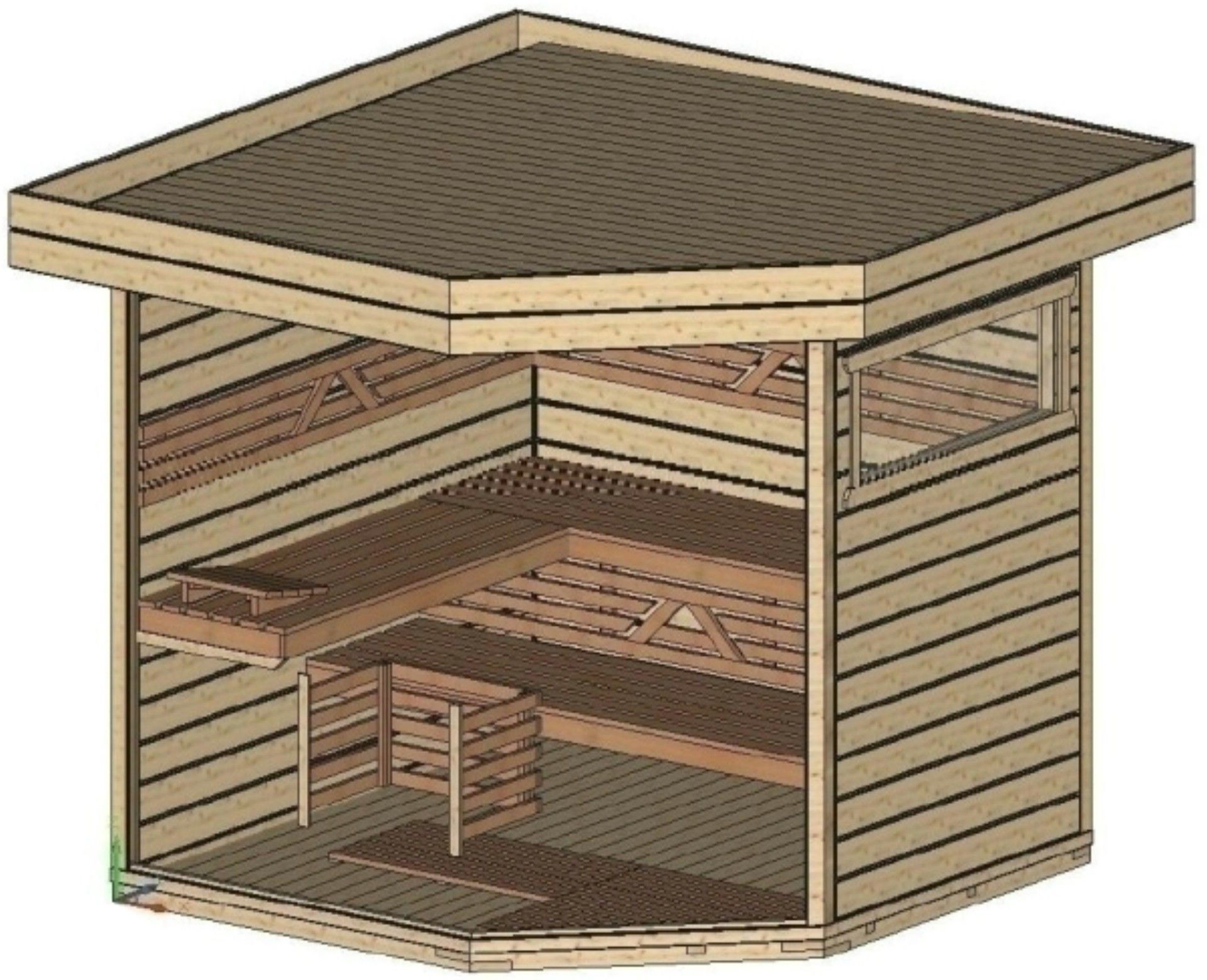 Foto van Azalp buitensauna Katsoa 223x199 cm