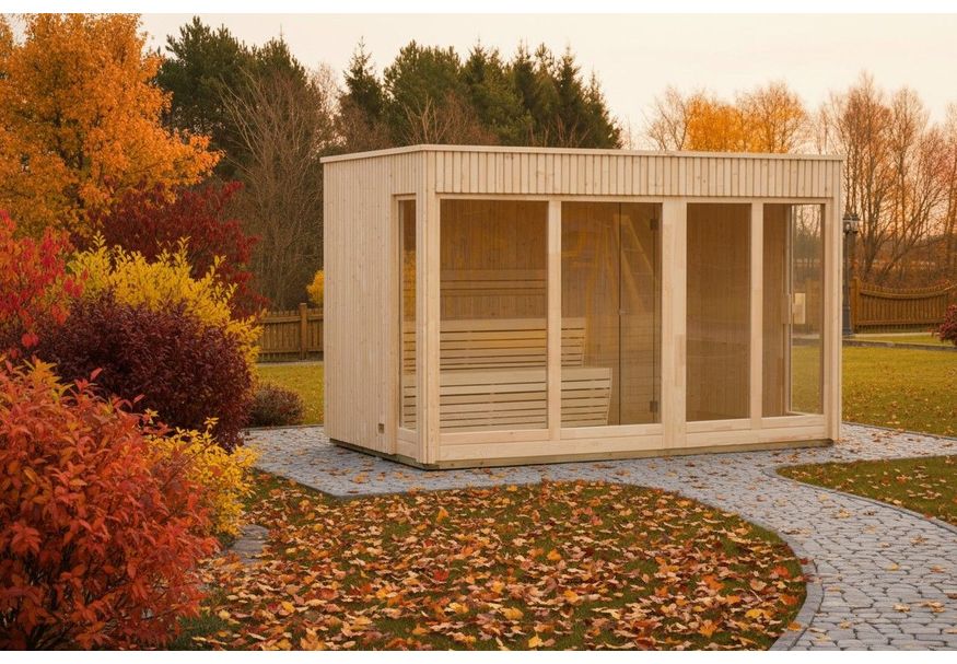 Foto van Azalp Royal Class buitensauna Kaunis 434x285 cm