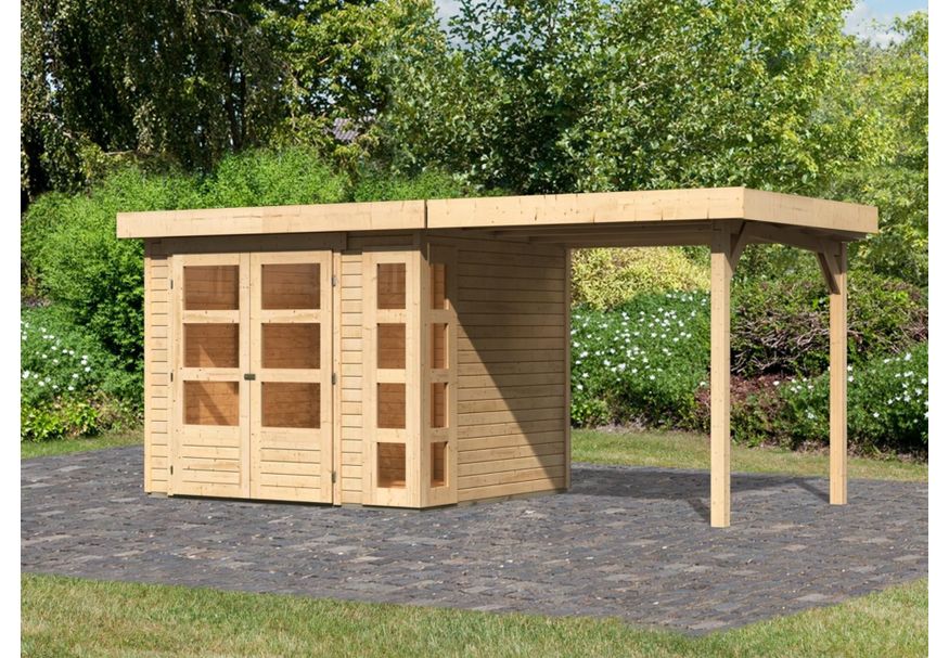 Karibu Kerko 3 tuinhuis met overkapping 240 cm (82932) Foto van Karibu Kerko 3 tuinhuis met overkapping 240 cm (82932)