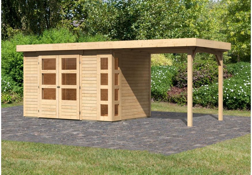 Karibu Kerko 4 tuinhuis met overkapping 240 cm (82940) Foto van Karibu Kerko 4 tuinhuis met overkapping 240 cm (82940)