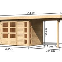 Foto der Karibu 82940 Kerko 4 Gartenhaus mit Seitenmarkise 240