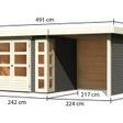 Foto von Karibu Kerko 3 Gartenhaus mit Anbaudach 240 cm - Seite und Rückwand - Terragrau (82935)