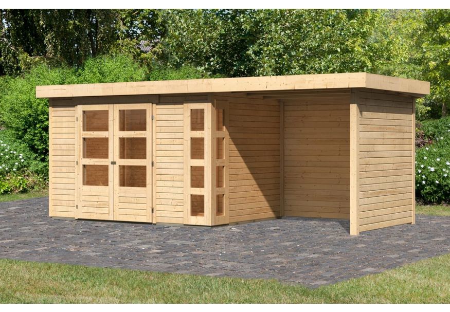 Karibu Kerko 4 tuinhuis met overkapping 240 cm - zij en achterwand (82942) Foto van Karibu Kerko 4 tuinhuis met overkapping 240 cm - zij en achterwand (82942)