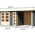 Foto von Karibu Kerko 4 Gartenhaus mit Anbaudach 240 cm - Seite und Rückwand - Terragrau (82943)
