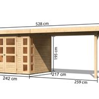 Foto der Karibu 82936 Kerko 3 Gartenhaus mit Seitenmarkise 280