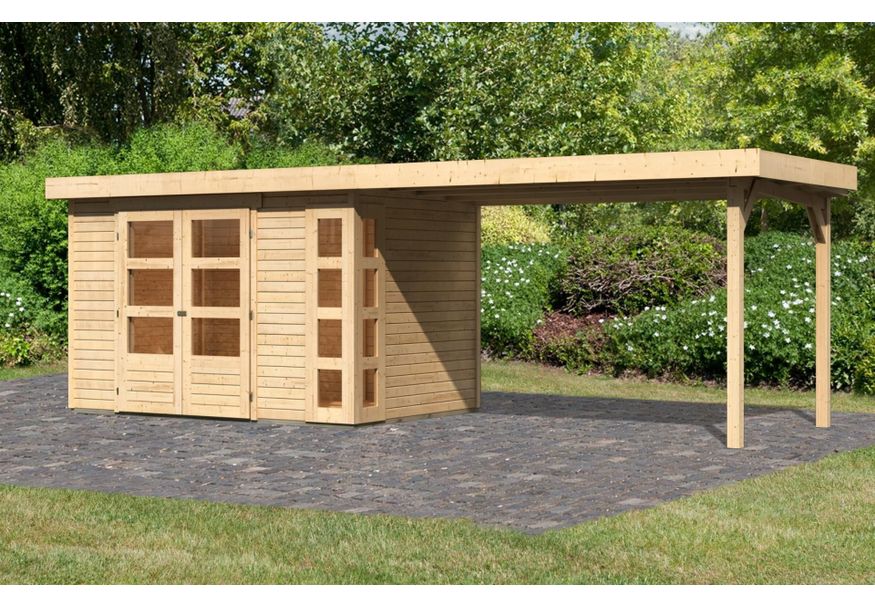 Karibu Kerko 4 tuinhuis met overkapping 280 cm (82944) Foto van Karibu Kerko 4 tuinhuis met overkapping 280 cm (82944)