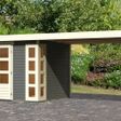 Foto van Karibu Kerko 4 tuinhuis met overkapping 280 cm - terragrijs (82945)