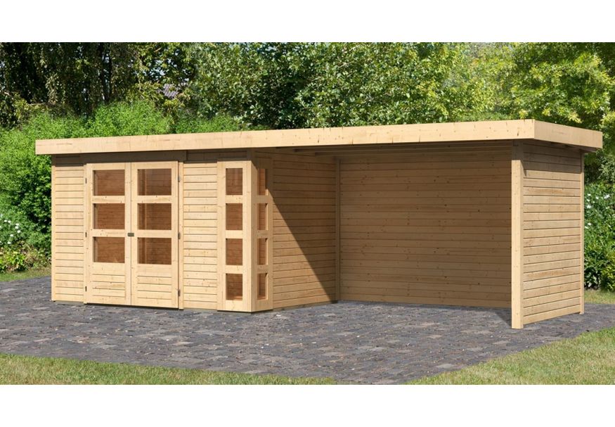 Karibu Kerko 4 tuinhuis met overkapping 280 cm - zij en achterwand (82946) Foto van Karibu Kerko 4 tuinhuis met overkapping 280 cm - zij en achterwand (82946)