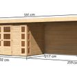 Foto von Karibu Kerko 4 Gartenhaus mit Anbaudach 280 cm - Seite und Rückwand (82946)