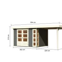 Foto van Karibu 9194 Kerko 5 tuinhuis met overkapping terragrijs