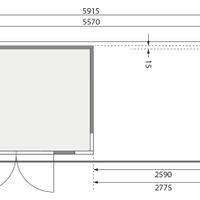 Foto der Karibu 9203 Kerko 5 blockhaus mit anbaudach terragrau