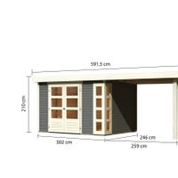Foto der Karibu 9203 Kerko 5 blockhaus mit anbaudach terragrau