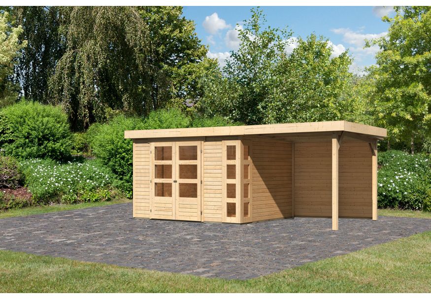 Karibu Kerko 5 Tuinhuis met overkapping 240 cm - achterwand (9195) Foto van Karibu Kerko 5 Tuinhuis met overkapping 240 cm - achterwand (9195)