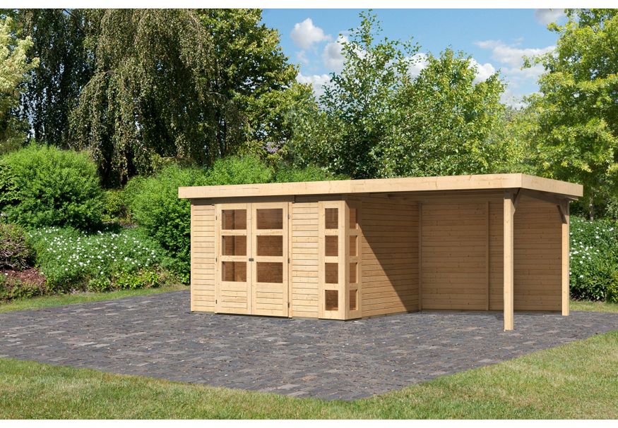 Karibu Kerko 5 Tuinhuis met overkapping 280 cm - achterwand (9206) Foto van Karibu Kerko 5 Tuinhuis met overkapping 280 cm - achterwand (9206)