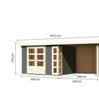 Foto der Karibu 9207 Kerko 5 blockhaus mit veranda terragrau