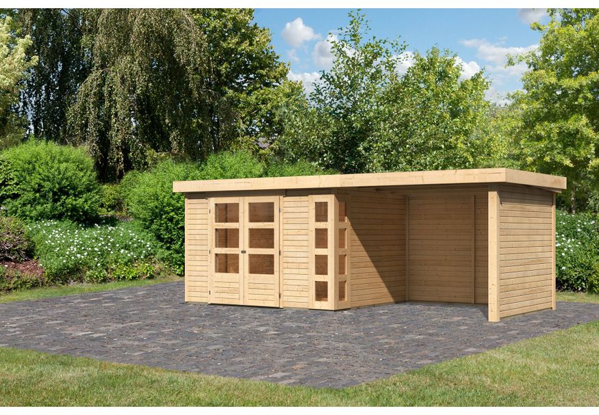 Karibu Kerko 5 tuinhuis met overkapping 280 cm - zij en achterwand (9208) Foto van Karibu Kerko 5 tuinhuis met overkapping 280 cm - zij en achterwand (9208)