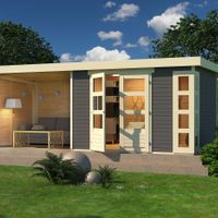 Foto van Karibu 9209 Kerko 5 tuinhuis met veranda terragrijs