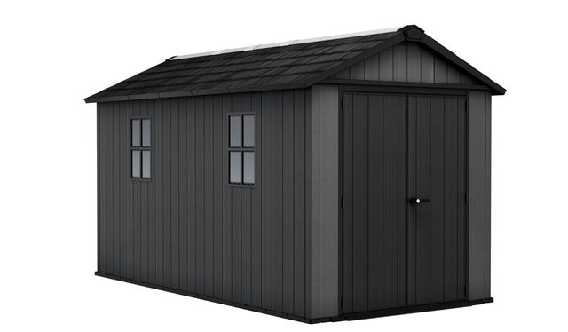 Keter Darwin Tuinhuis, 6 x 8 stuks, houtlook, bruin, 190 x 244 x 221 H cm