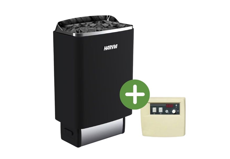 Foto von Harvia TopSteel M90E Saunaofen Schwarz + C90