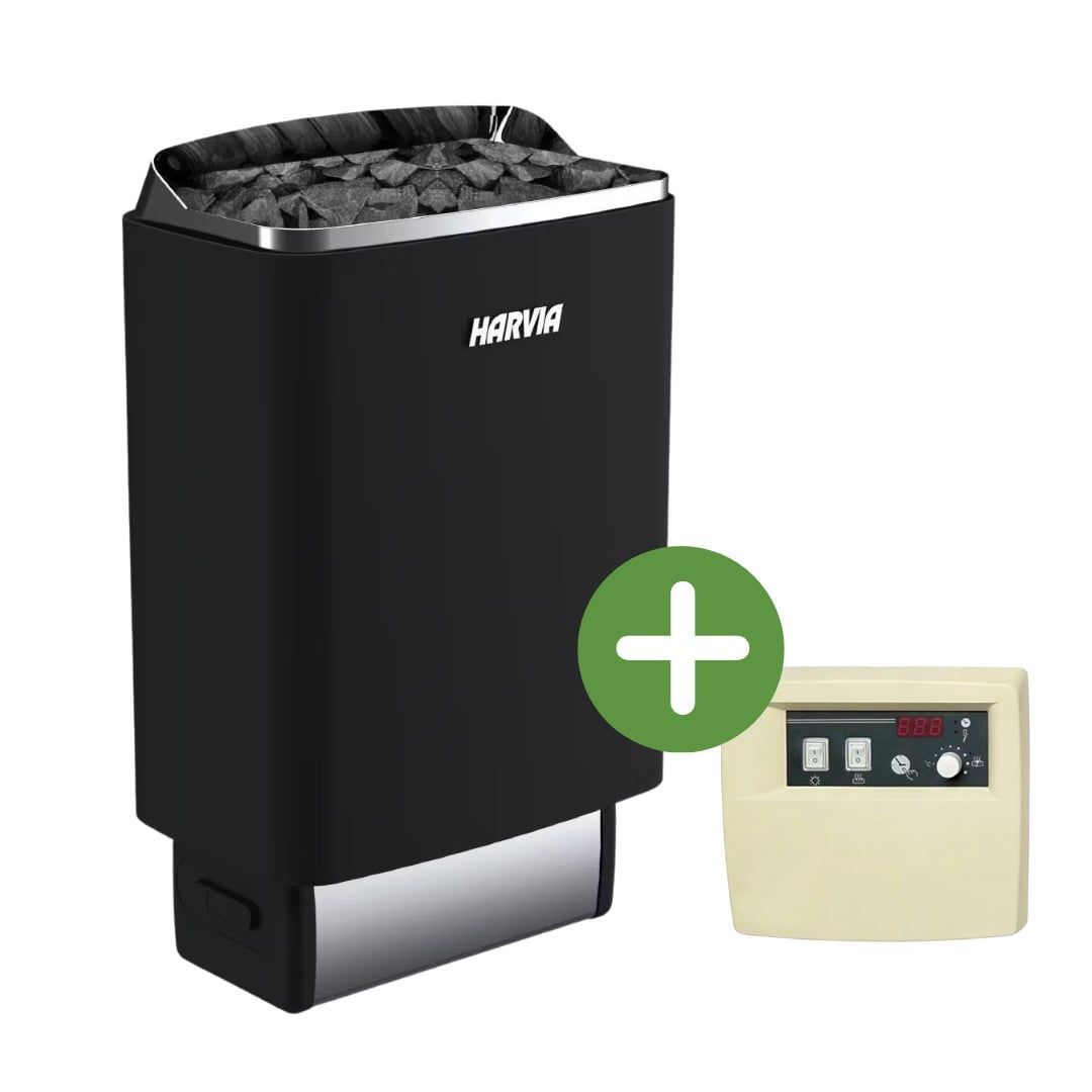 Foto der Harvia TopSteel M90E Saunaofen Schwarz + C90