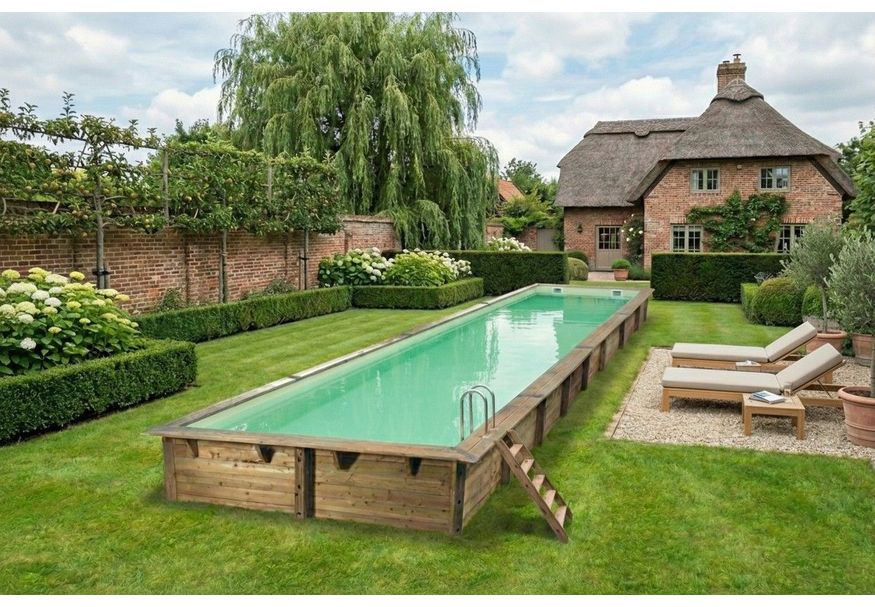 Foto von Ubbink Linéa 1550 x 350 x 155 cm mit beiger Innenfolie und Zubehör