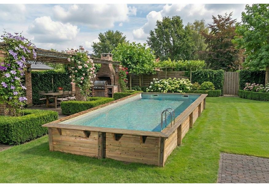 Foto von Ubbink Linéa 650 x 350 x 140 cm mit beiger Innenfolie und Zubehör