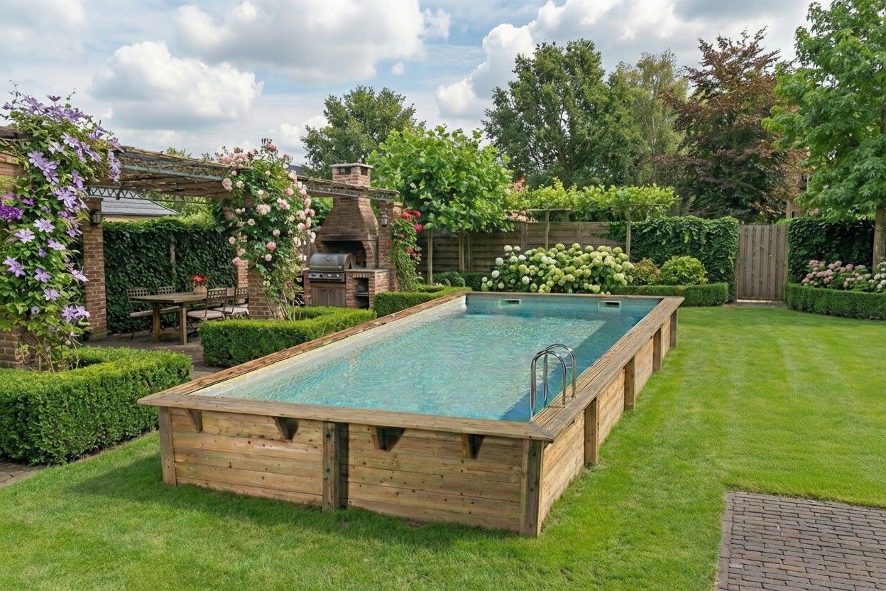 Foto van Ubbink Linéa 650 x 350 x 140 cm houten zwembad