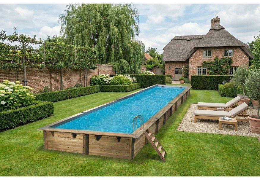 Foto von Ubbink Linéa 1550 x 350 x 155 cm mit blauer Innenfolie und Zubehör