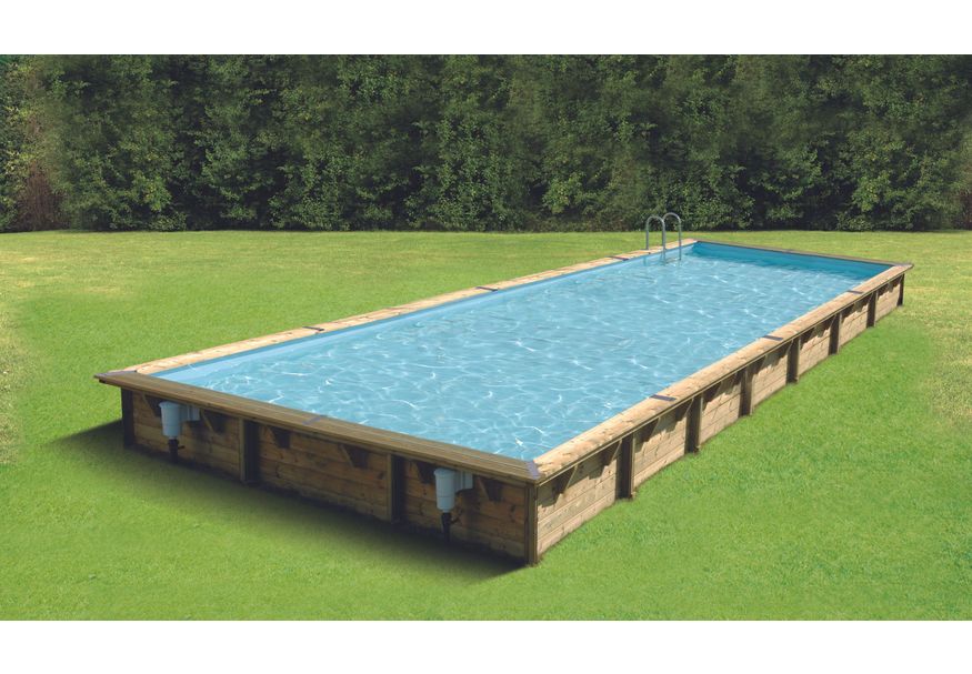 Ubbink Linéa 1100 x 500 x 140 cm compleet met blauwe liner en uitrusting Foto van Ubbink Linéa 1100 x 500 x 140 cm compleet met blauwe liner en uitrusting