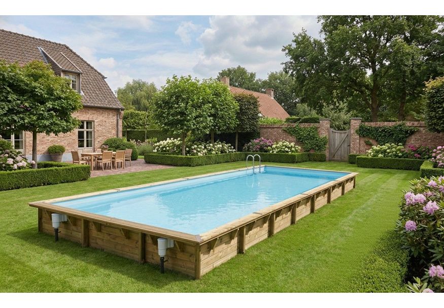 Foto von Ubbink Linéa 1100 x 500 x 140 cm mit blauer Innenfolie und Zubehör