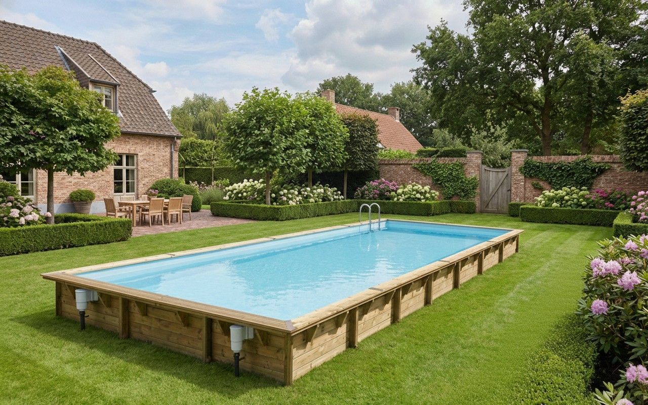 Foto van Ubbink Linéa 1100 x 500 x 140 cm houten zwembad