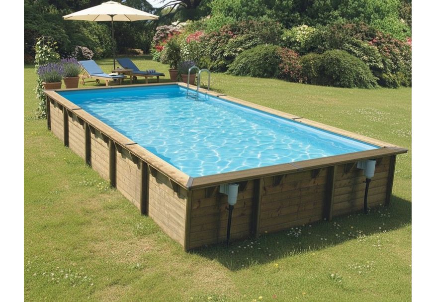 Foto von Ubbink Linéa 800 x 500 x 140 cm mit blauer Innenfolie und Zubehör