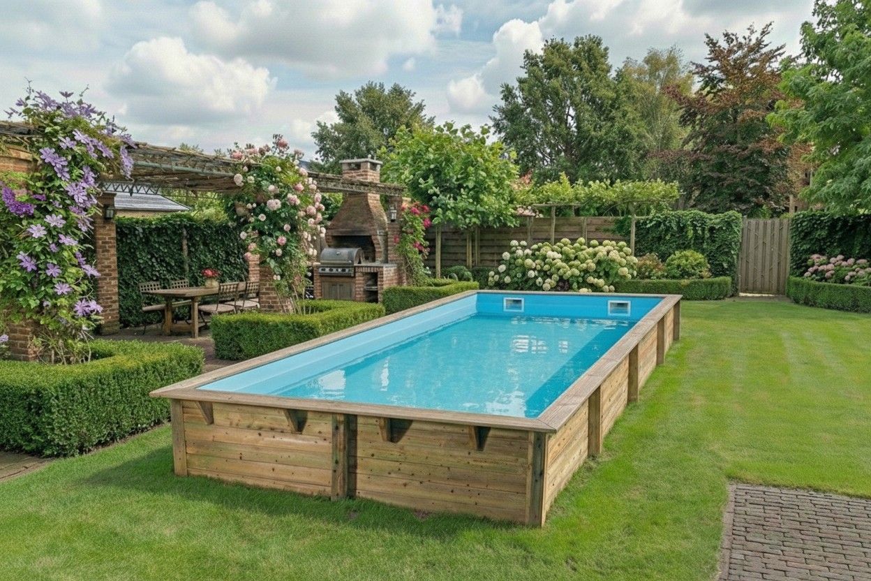 Foto van Ubbink Linéa 650 x 350 x 140 cm houten zwembad