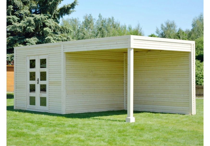 SmartShed tuinhuis met overkapping Ligne Ultra 500x300 cm Foto van SmartShed tuinhuis met overkapping Ligne Ultra 500x300 cm