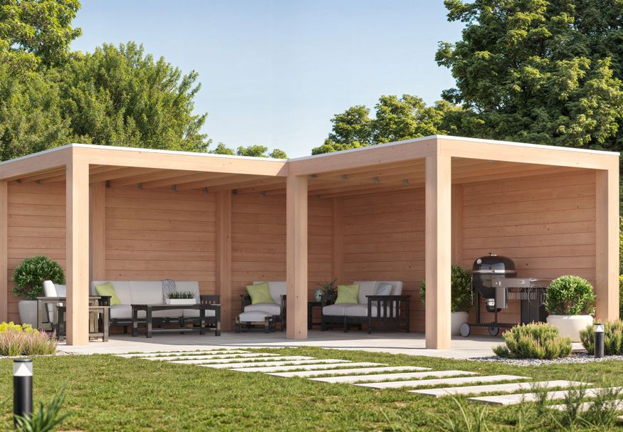 Foto van WoodAcademy Douglas overkapping L-model Moonstone Excellent 780x300+300x300