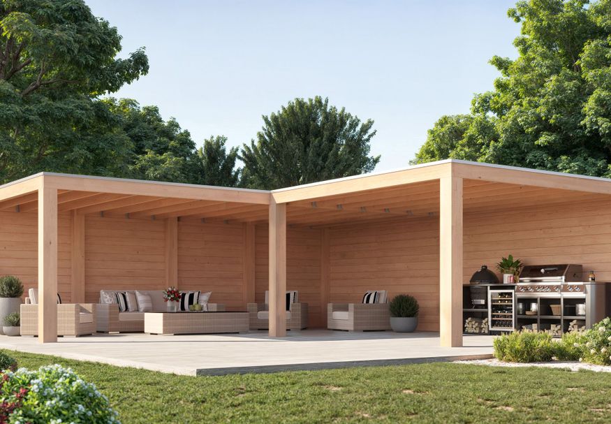 WoodAcademy Douglas overkapping L-model Moonstone Excellent 680x300+400x400 Foto van WoodAcademy Douglas overkapping L-model Moonstone Excellent 680x300+400x400