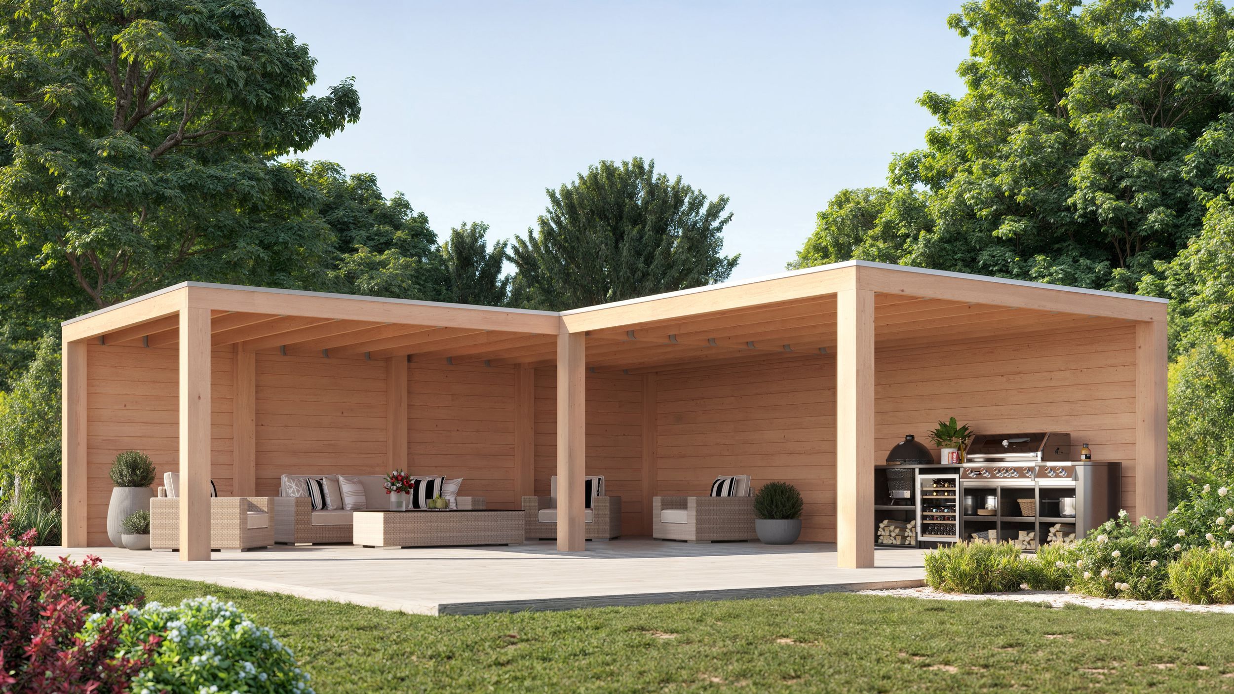 Foto van WoodAcademy Douglas overkapping L-model Moonstone Excellent