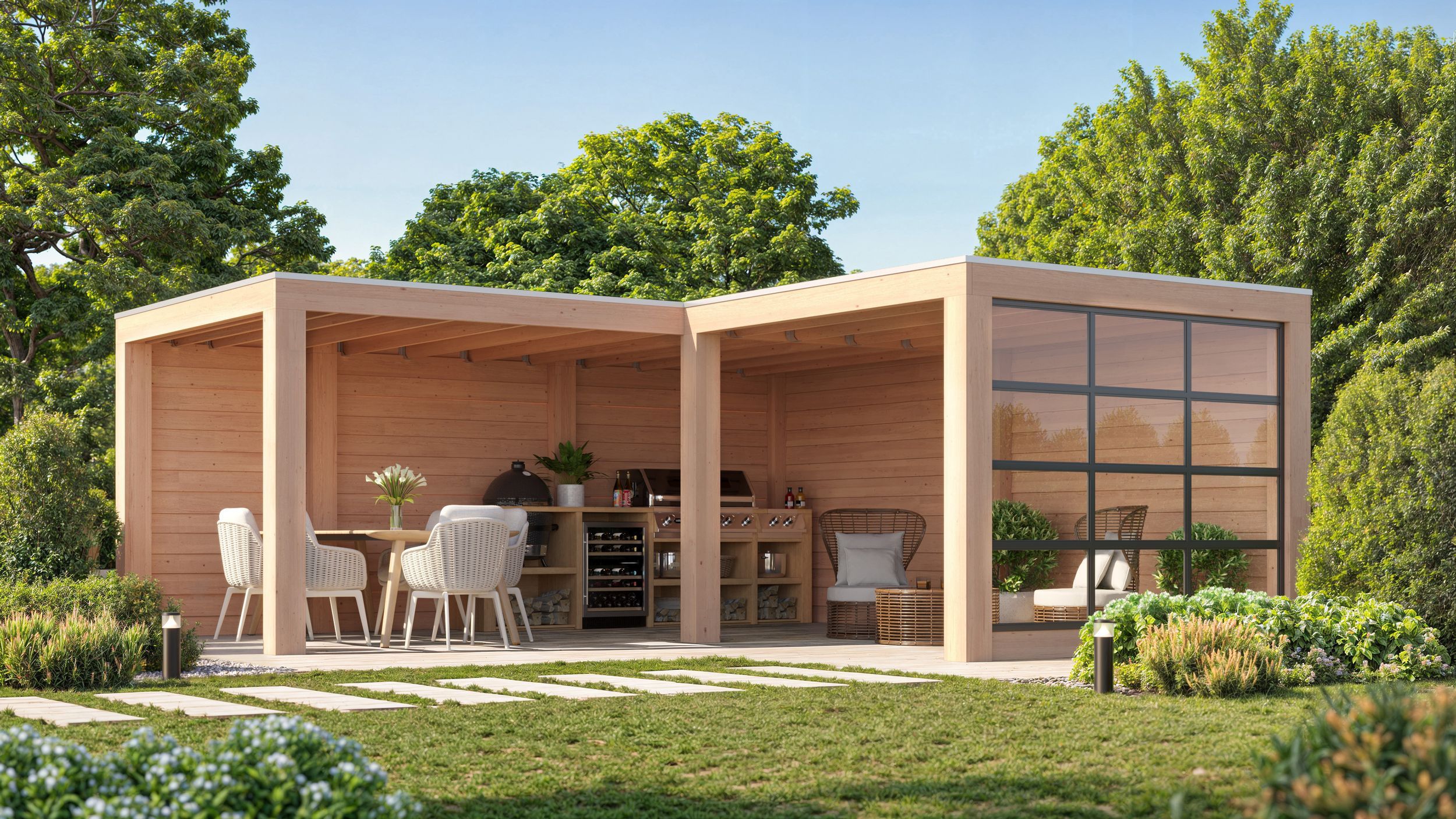 Foto van WoodAcademy Douglas overkapping L-model Moonstone Excellent