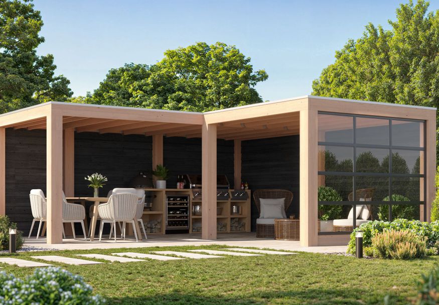 Foto van WoodAcademy overkapping L-model Onyx Excellent Nero 780x300+300x300