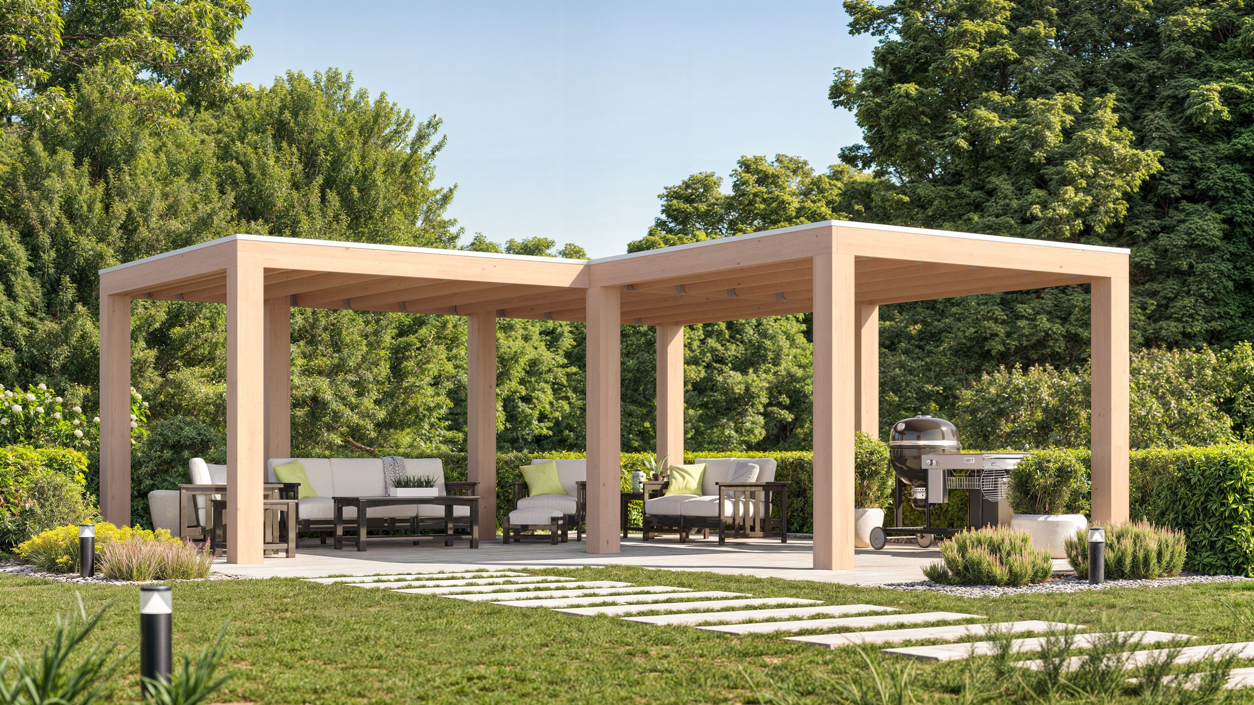 Foto van WoodAcademy Douglas overkapping L-model Ruby Essential