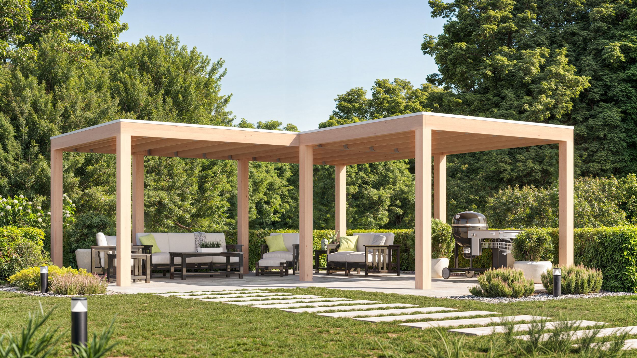 Foto van WoodAcademy Douglas overkapping L-model Ruby Essential