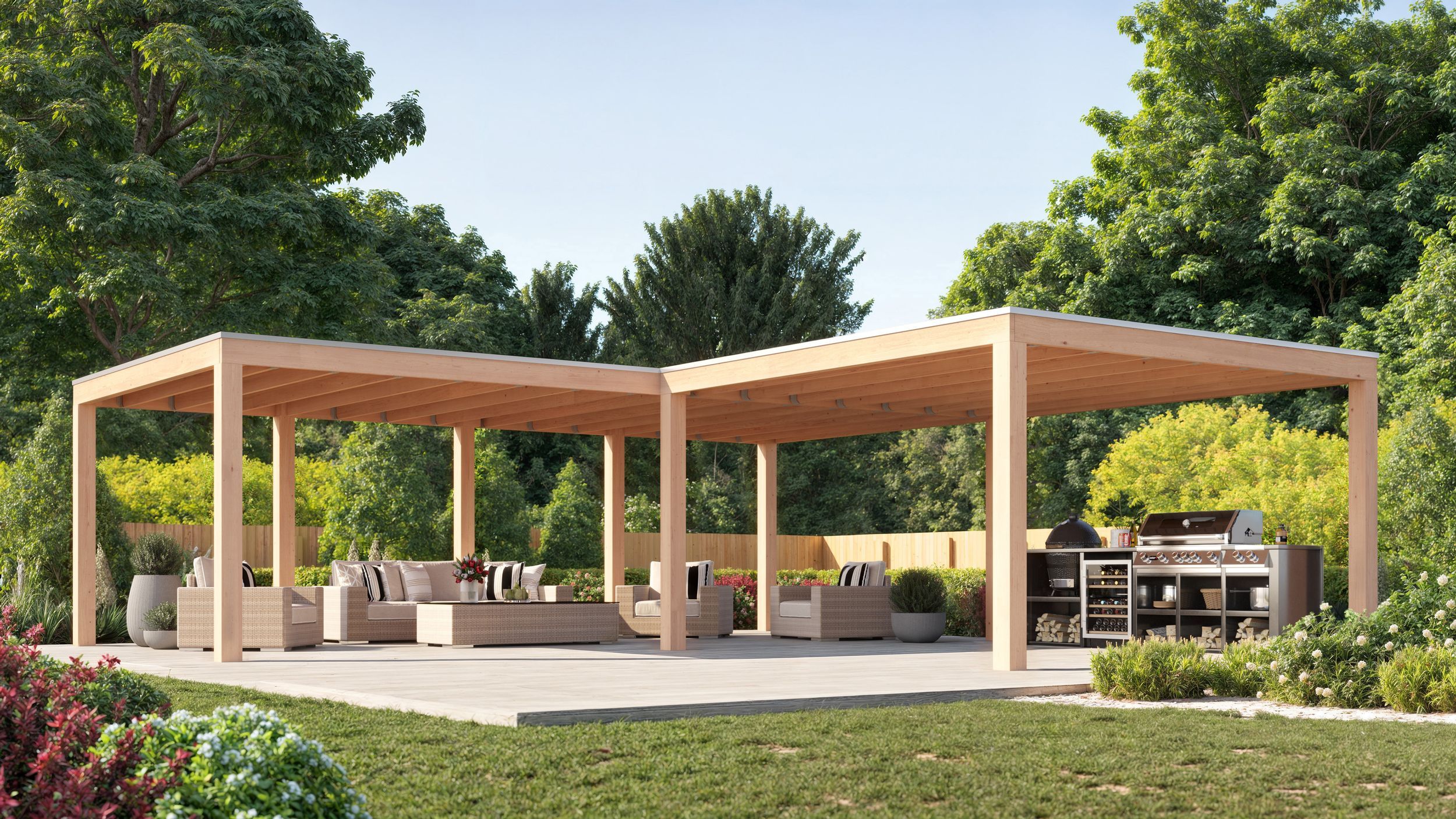 Foto van WoodAcademy Douglas overkapping L-model Ruby Essential