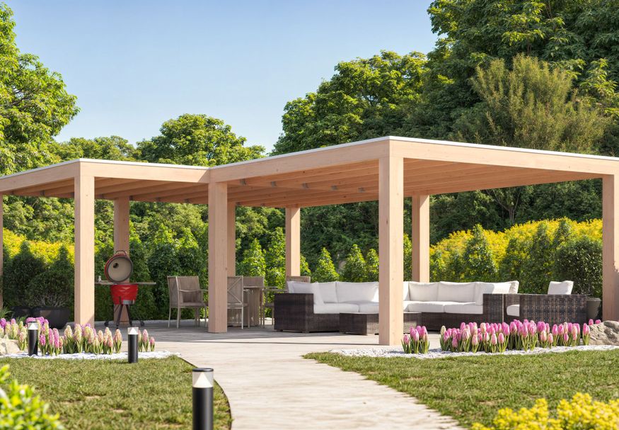 Foto van WoodAcademy Douglas overkapping L-model Ruby Excellent 580x400+400x400