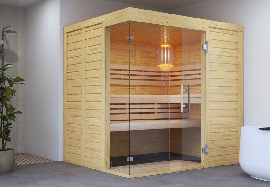 Azalp Sauna Luja 190x180 cm, 45 mm Foto van Azalp Sauna Luja 190x180 cm, 45 mm